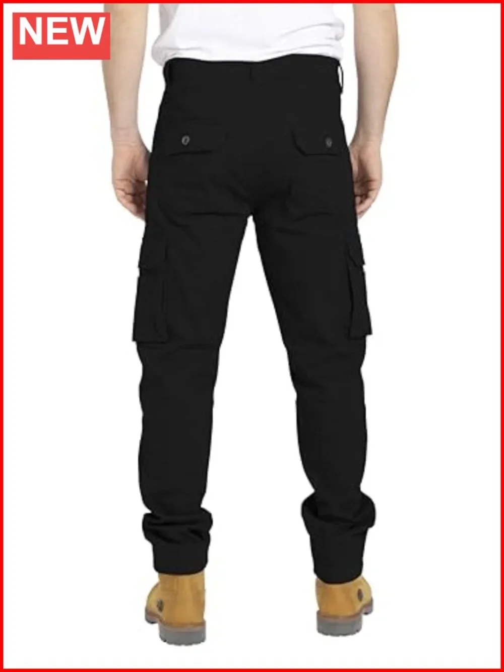Men's Stretchable Cotton Blend Cargo Pants with 6 Pockets Regular Fit